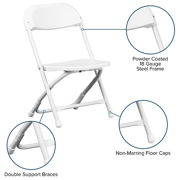 Flash Furniture Kids Plastic Armless Folding Chair, White, 10/Pack (10YKIDWH) - Image 4