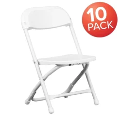 Flash Furniture Kids Plastic Armless Folding Chair, White, 10/Pack (10YKIDWH)