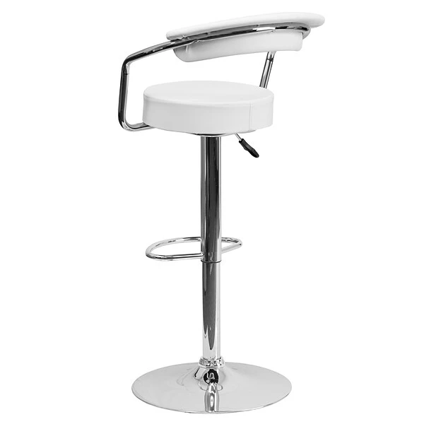 Flash Furniture Contemporary Vinyl Adjustable Height Barstool With Back, White (CHTC31060WH) - Image 3