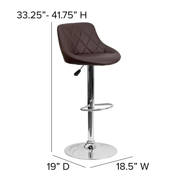 Flash Furniture Contemporary Vinyl Adjustable Height Barstool With Back, Brown (CH82028ABRN) - Image 5