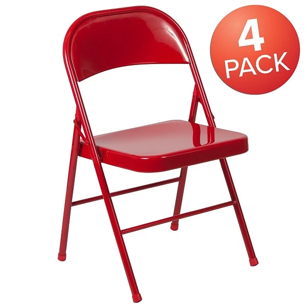 Flash Furniture HERCULES Series Metal Folding Chair, 4/Pk (4BDF002RED) - Image 2