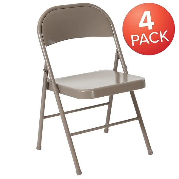 Flash Furniture HERCULES Series Metal Folding Chair, 4/Pk (4BDF002GY) - Image 2