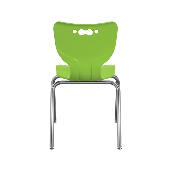 MooreCo Hierarchy 4-Leg Plastic School Chair, Chrome/Green (53318-1-GREEN-NA-CH)