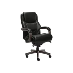 La-Z-Boy Delano Ergonomic Leather Executive Big & Tall Chair, 400 Lb. Capacity, Jet Black/Gray (CHR10045B)