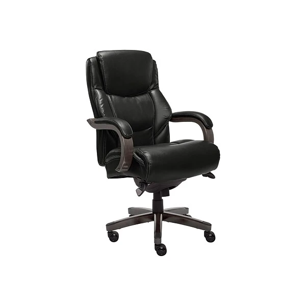 La-Z-Boy Delano Ergonomic Leather Executive Big & Tall Chair, 400 Lb. Capacity, Jet Black/Gray (CHR10045B)