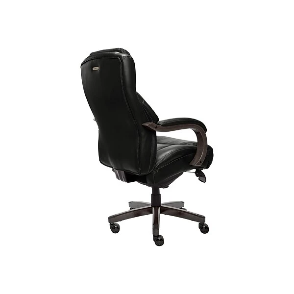 La-Z-Boy Delano Ergonomic Leather Executive Big & Tall Chair, 400 Lb. Capacity, Jet Black/Gray (CHR10045B) - Image 3